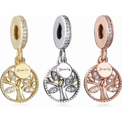Silver Rose Gold Color Tree of Life Family Grown In Love Charms Beads for Jewelry Making Fit Charm Pandora Bracelets Bangles