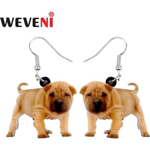 WEVENI Acrylic Bulldog Puppy Dog Earrings Cute Long Dangle Drop Gift for Women Girl Ladies Teens Trendy Animal Jewelry Wholesale