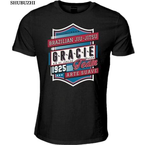 Shubuzhi New Mens Brazilian Jiu Jitsu Gracie Team T-Shirt Martial Arter BJJ Grappling Rio Top Tee Shirts