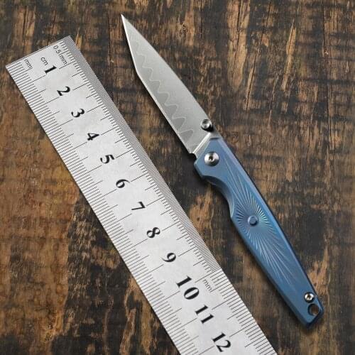 CH VG-10 steel mini folding knife Damascus pattern titanium handle EDC outdoor camping fishing tool pocket knives fruit knife