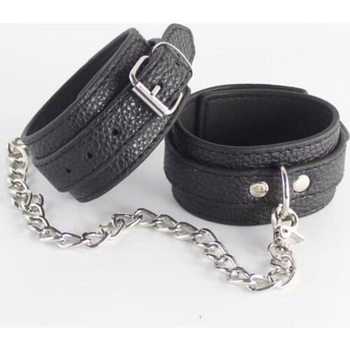 SODANDY Handcuffs Sex Leather Wrist Cuffs Bondage Gear Wrist Shackles Adjustable Hand cuffs Femdom Sex Slave Fetish Sex Toys