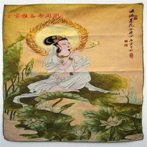Tangka embroidery hanging painting brocade silk Buddha Hall hanging painting mural lotus Bodhisattva Guanyin Bodhisattva