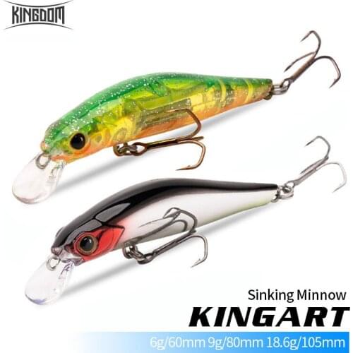 KINGDOM KINGART Sinking Minnow 6g 60mm 9g 80mm18.5g 105mm Fishing Bait Lure With VMC Triple Hook Jerkbaits Fishing Lures
