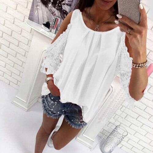 Ladies Blouse Fashion Womens Off Shoulder Tops Blouse Shirts Summer Hot Hollow Out Sleeve Shirt Boho Tunic Tops