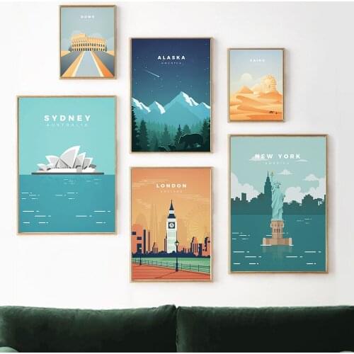 Famous World Travel London Poster Series Attractions Canvas Painting Wall art Posters and Prints Pictures For Living Room Decor