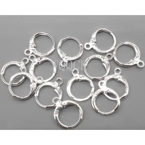100PCS 925 Sterling Silver Lettering DIY Round Earrings Hook Wire Set Base Ring DIY Earrings Jewelry Accessories 13X16MM