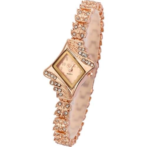 100pcs/lot High New Style Geneva Watch Casual Luxury Rhombus Fashion Stainless Steel Wristwatch Women Dress Crystal Watches