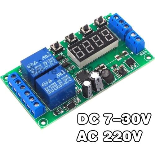 2 Channel Delay Relay Module Pulse Trigger Power-off Cycle Timing DC 7-30V AC 220V