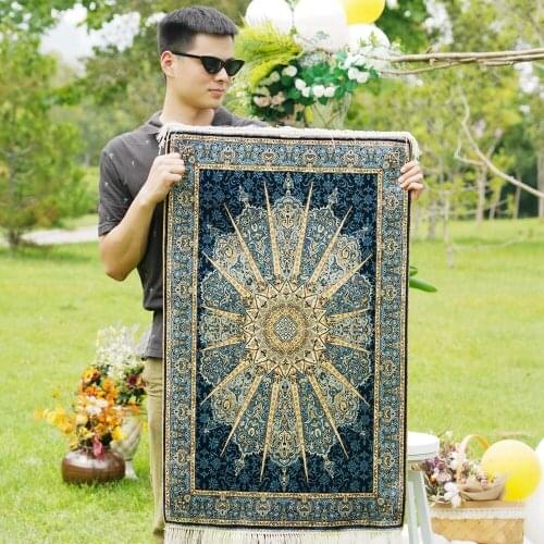 2'x3' Blue pure silk luxury handknotted high quality handmade rug (YWX097A)