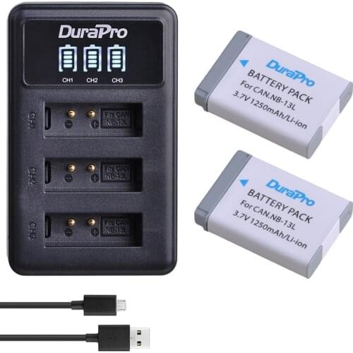 2pcs NB-13L NB 13L 1250mAh Rechargeable Battery + LED 3-Ports USB Charger for Canon G5X G7X G9X G7 X Mark II SX720 HS Camera