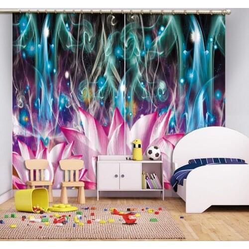 3D Curtains Dazzle light lotus Print 3D Blackout Curtains For Living room Bedding room Drapes Cotinas para sala 3D Curtains