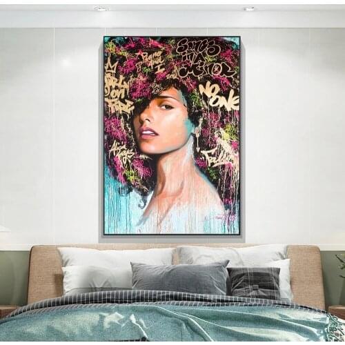 Abstract African Woman Art Canvas Paintings On the Wall Art Posters And Prints Graffiti Art Canvas Pictures For Living Room