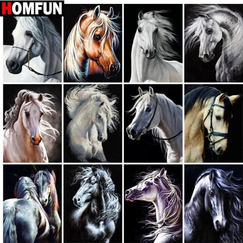 HOMFUN Diamond Painting Full Square/Round Diamond "Horse animal" Pattern Embroidery Cross Stitch 5D Rhinestone Painting