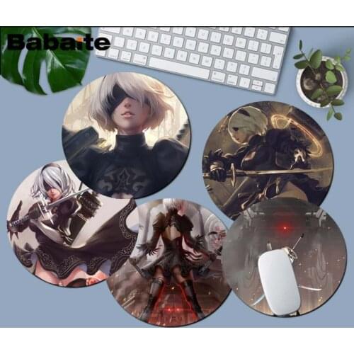 Babaite In Stocked Nier automata Anime High Speed New round Mousepad Anti-Slip Laptop PC Mice Pad Mat gaming Mousepad