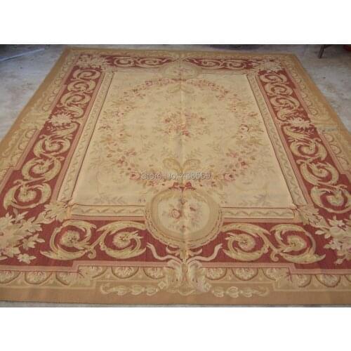 Free shipping 9'x12' Aubusson rugs handmade woolen carpets Hand woven carpets