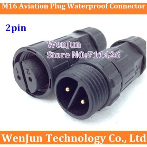 Free Shipping M16 2pin 2 core Aviation Plug Welding type M16 2P Waterproof connector Female + Male cable connector