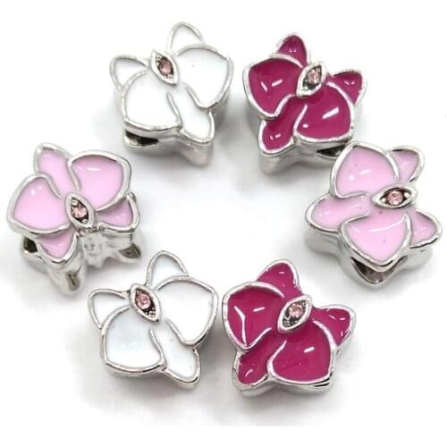 Free shipping New 20pcs 11mm Flower Large Hole Oil-drip Beads fit European Charms Bracelet DIY Christmas Gift