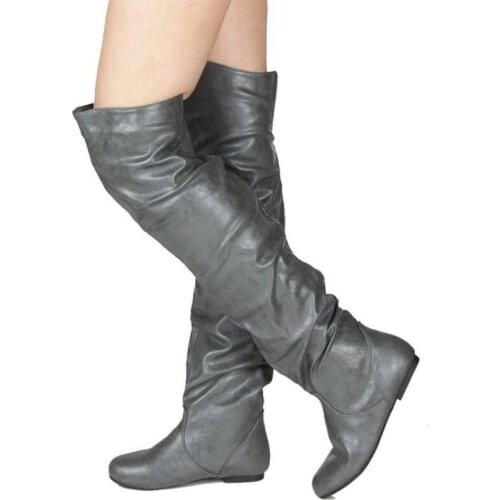 BLXQPYT Super big size 34-48 Over the knee boots women Autumn winter plush warm flat heel Fashion casual fur shoes woman bl3804