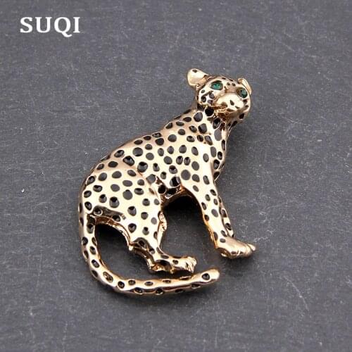 SUQI New European and American Hot animal gold Rhinestone leopard Brooches fashion brooch pin for womens 2019 accessorices
