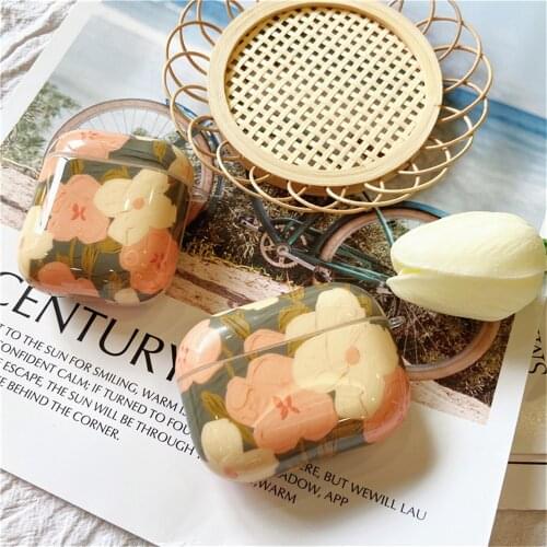 For Airpods pro headset Case Art Oil painting flowers Cases For air Pods 2 wireless Bluetooth Earphone Protective cover box capa