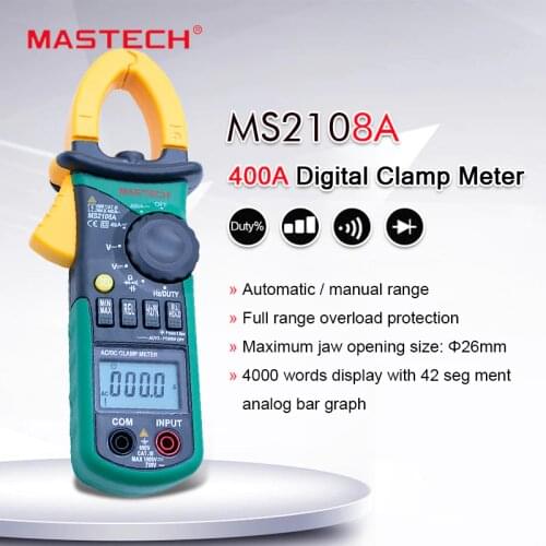 MASTECH MS2108 AC DC clamp meter T-RMS digital auto range multimeter Voltmeter Ammeter Capacitor Resistance tester