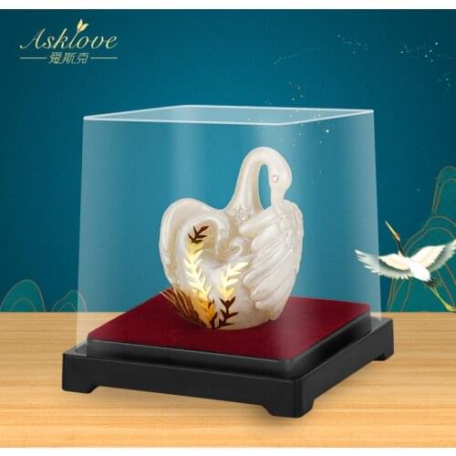 European Style Couple Swan Statue Gold Foil Home Decoration Crafts Wedding Gift Home Desk Figurines TV Cabinet Office Ornaments