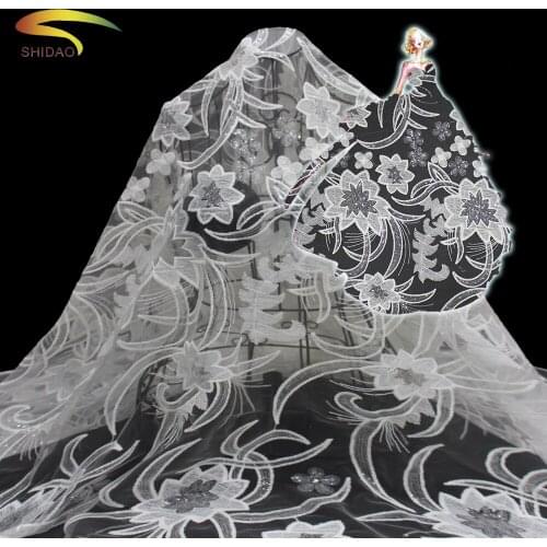 French new arrival delicate white lace bridal dress lace materials