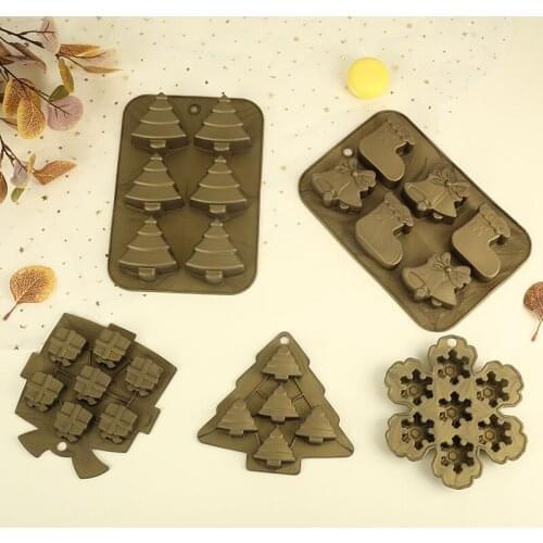 3D Cake Mold Christmas Snowman Socks Trees Pattern Silicone Mold Candy Chocolate Decoration Baking Tool Christmas