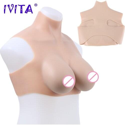 IVITA 100% Artificial Silicone Breasts False Chest Fake Boobs for Crossdresser Transgender Shemale Drag Queen Enhancer Cosplay