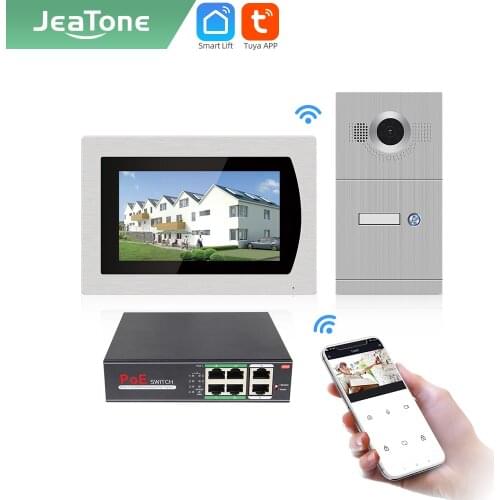 Jeatone Tuya smart 7"inch WIFI Touch Screen Video intercom For apartment Night vision Monitor Provide customize family8771287214