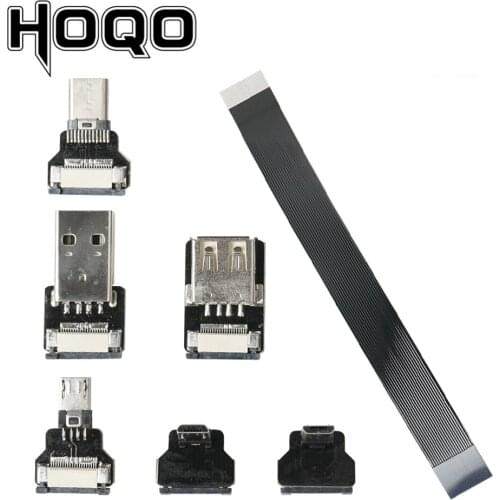 FPV Monitor Standard USB Type-C Super Flat flexible FPC Charging Cable 90 Degree USB-C Micro USB Ribbon Cable AV output Cord