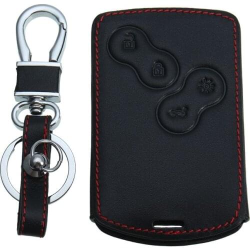 Leather Key Case Cover Holder Bag with Keychain For Renault Koleos Laguna 2 3 Megane 1 2 3 Sandero Scenic Captur Clio Duste
