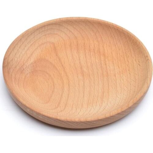 Round Plate Snack Wooden Cake Fruits Dish Room Dessert Service Tray Eco-friendly Sushi Tableware Party For Home Hotel School 30P