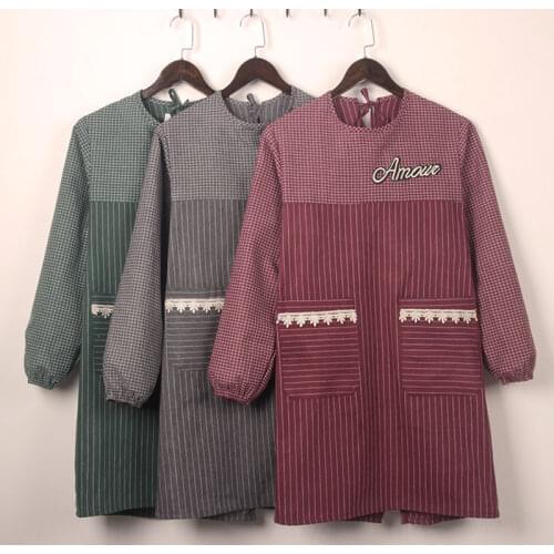 Fashionable cotton apron Korean adult long sleeve kitchen gown