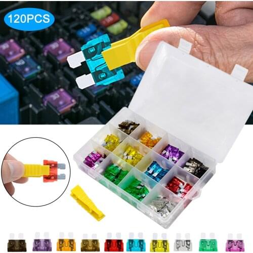 120pcs Automotive Fuses Kit 2a-35a Car Blade Fuses Mini Blade Fuses Assortment Kit For Automotive Car Replacement Automotive Kit
