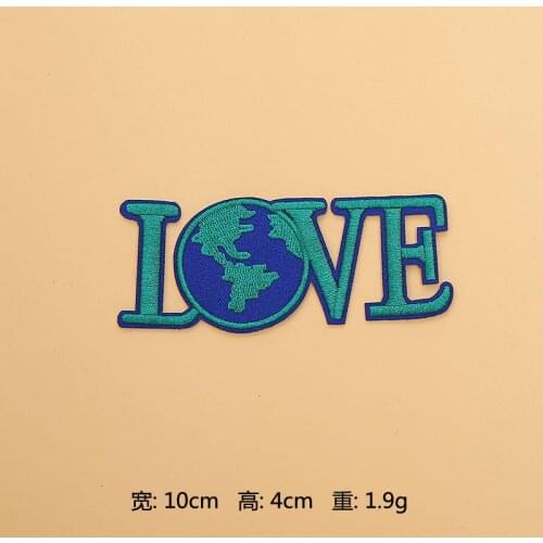 50pcs/Lot Embroidery Patches Letters Clothing Decoration Accessories Diy Iron Heat Transfer Applique Love The Earth Elephant