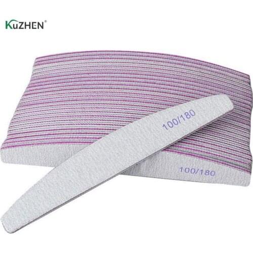 1PC Professional Half Moon Curved Double Side Gray Color Nail Files Buffer Manicure Accessory Tools Nail Art Care Tool