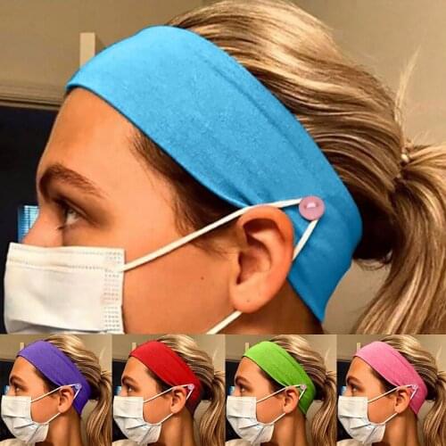 Buttons Headband Dust Mask Yoga Headdress Multifunction Elastic Headwear Mask Holder Fashion Make Up Hairbands for Girls