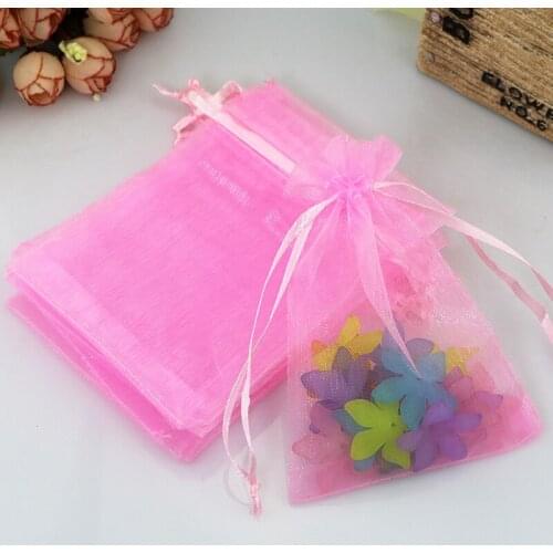 Pink Organza Jewelry Bag 5x7cm Mini Wedding Decoration Jewelry Packaging Bags Small Organza Gift Bag Pouches 500pcs/lot
