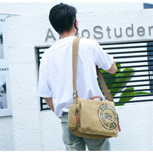 Vintage korean version of mens casual handbag one-shoulder business oblique bag casual canvas mens crossbody bags