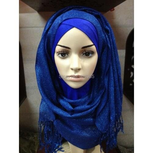 H805c high quality shimmer viscose scarf with fringes,assorted colors