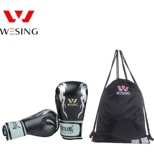 Wesing Boxing Black Gloves 10oz Kickboxing Boxing Muay Thai Puching Mitts Sanda Training Sparring Gloves With Bag