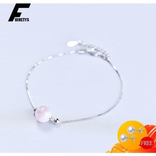 Fashion 925 Silver Jewelry Bracelet with Created Crystal Gemstone Simple Hand Accessories for Girl Wedding Birthday Party Gifts