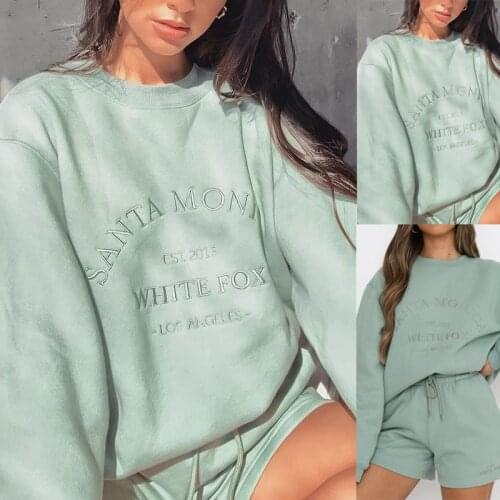 Green Vintage Letters Embroidered Crewneck Sweatshirt Women Winter Tops Oversized Girls Streetwear New Korean Fashion Pullovers