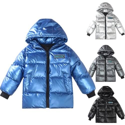 Boys winter jackets new mid-length thick hooded down jackets for baby boys warm cotton jackets with space printing for boys