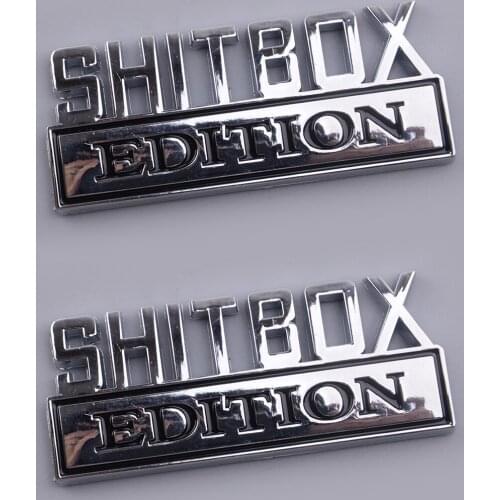 2Pcs Universal Plastic Car Exterior Shitbox Edition Emblems Badges Stickers Logos for Vehicles