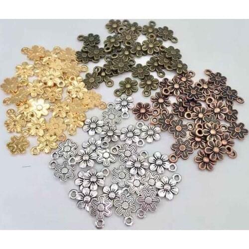 High quality 50 pcs alloy Small flower charms fit DIY hand made necklace earring bracelet Jewelry Making accessories