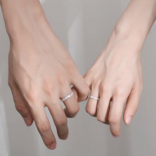 Besimpol 925 Sterling Silver Couple Ring Vintage Minimalist Adjustable Rings For Lovers Elegant Fine Jewelry Anniversary Gifts