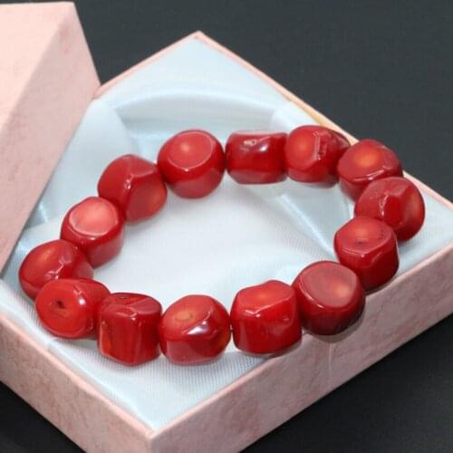Top Quality Natural Red Coral Irregular Beads 9-13mm Elegant Bracelets for Women Free Shipping Diy Jewelry 7.5inch B2705