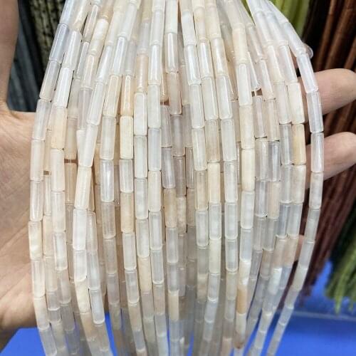 Natural Stone Loose Beads Cylindrical Scattered Crystal Agates Spacer Stone Beading Charms for Jewelry Making Necklace